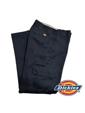Mens Dickies Relaxed Straight Leg Cargo Work Casual Pants 32Wx32L Dark Navy